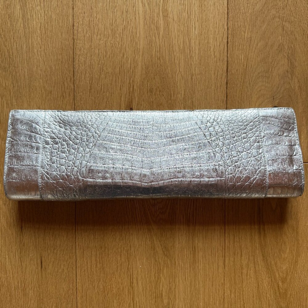 A stunner!  Long silver rare vintage clutch, used twice